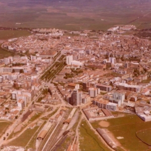 Vista aerea de Cáceres desde el sur