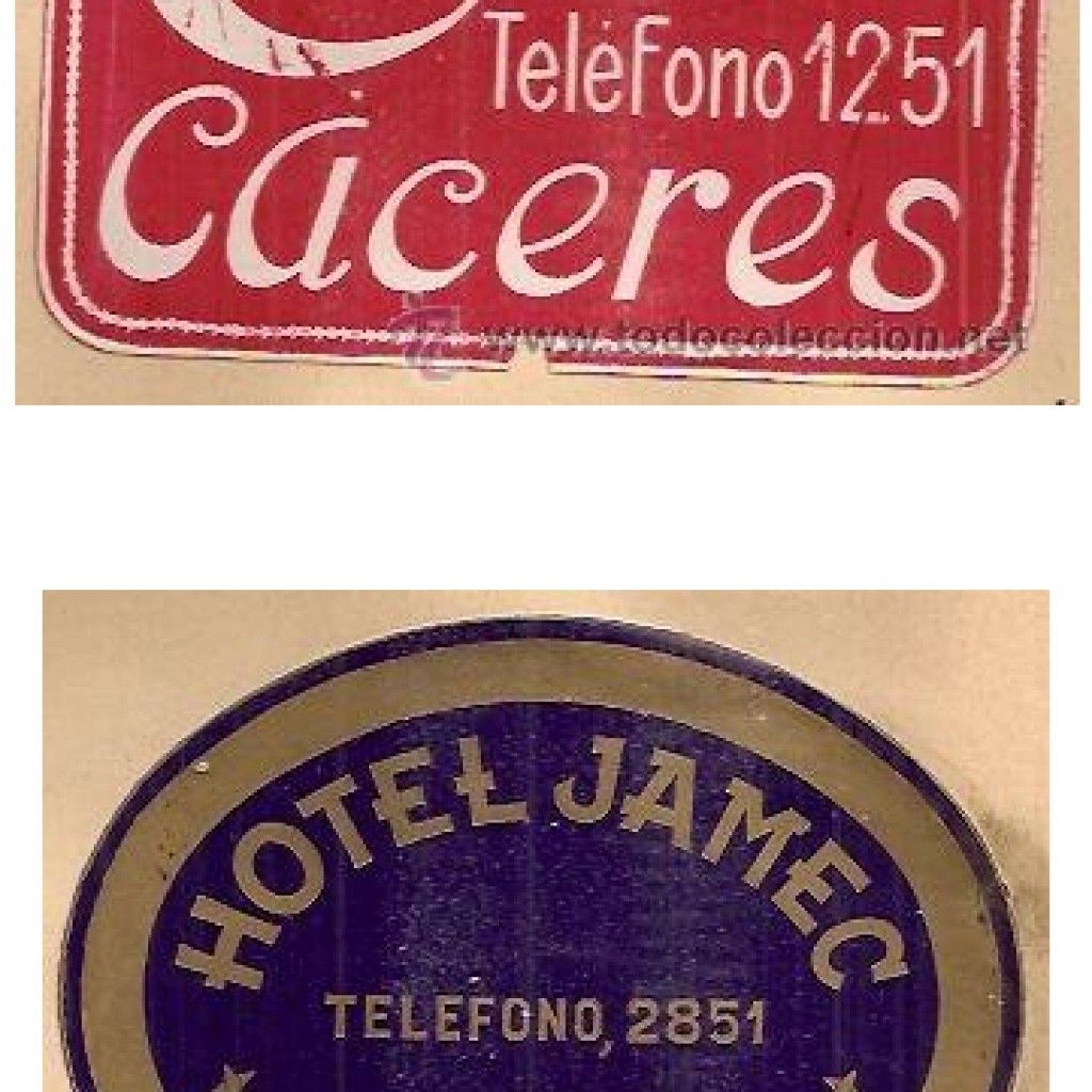 Etiquetas antiguas del Hotel Jamec
