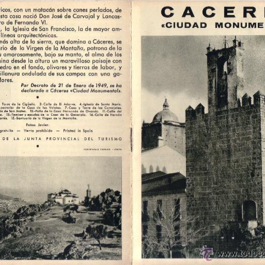 Folleto turístico de Cáceres