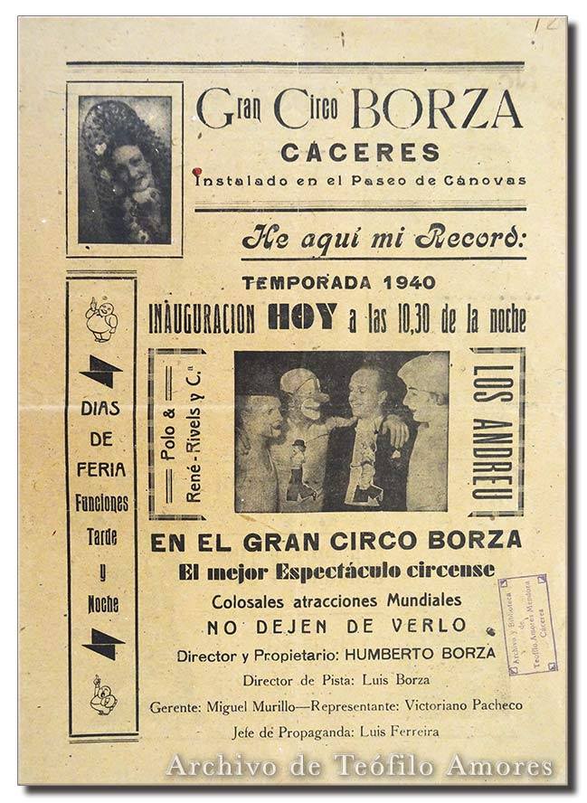 Anuncio del Circo Borza