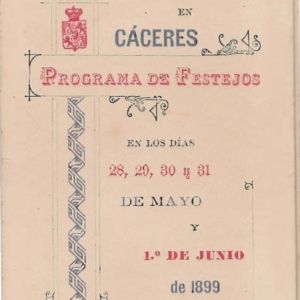 Programa Feria y Fiestas de Cáceres, mayo 1899