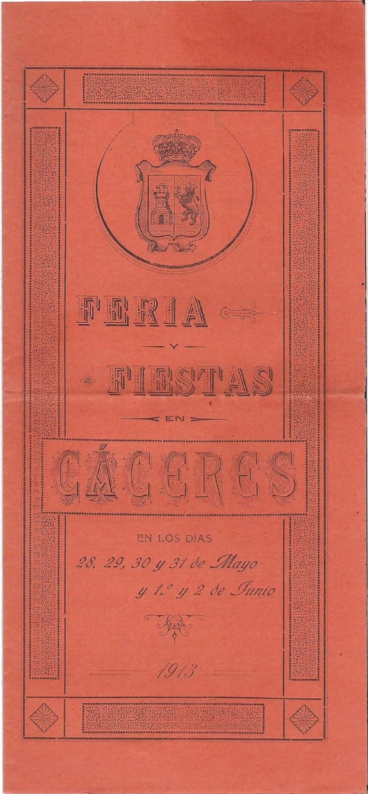 Programa Feria y Fiestas de Cáceres, mayo 1913