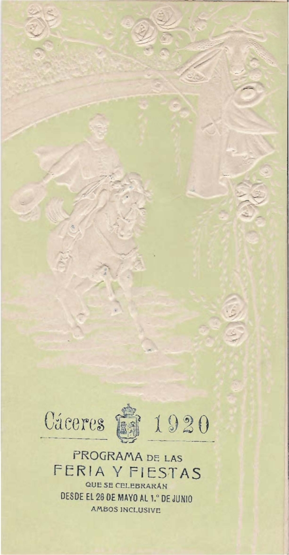 Programa Feria y Fiestas de Cáceres, mayo 1920