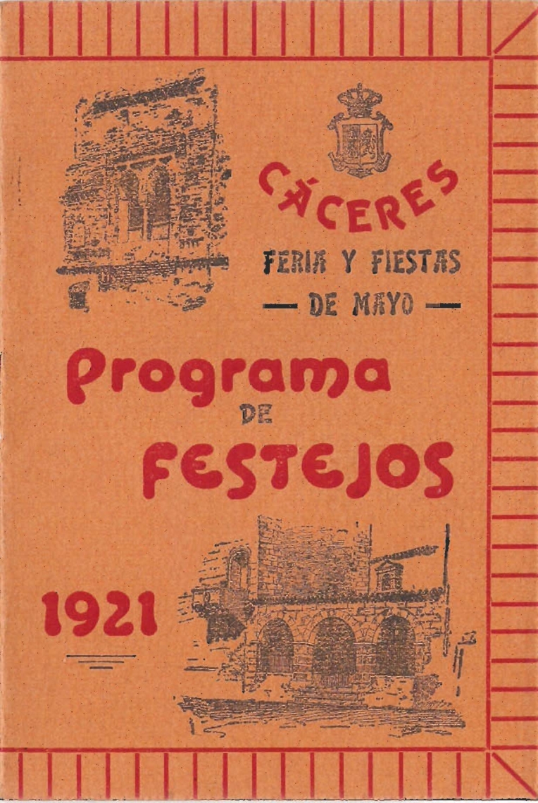 Programa Feria y Fiestas de Cáceres, mayo 1921