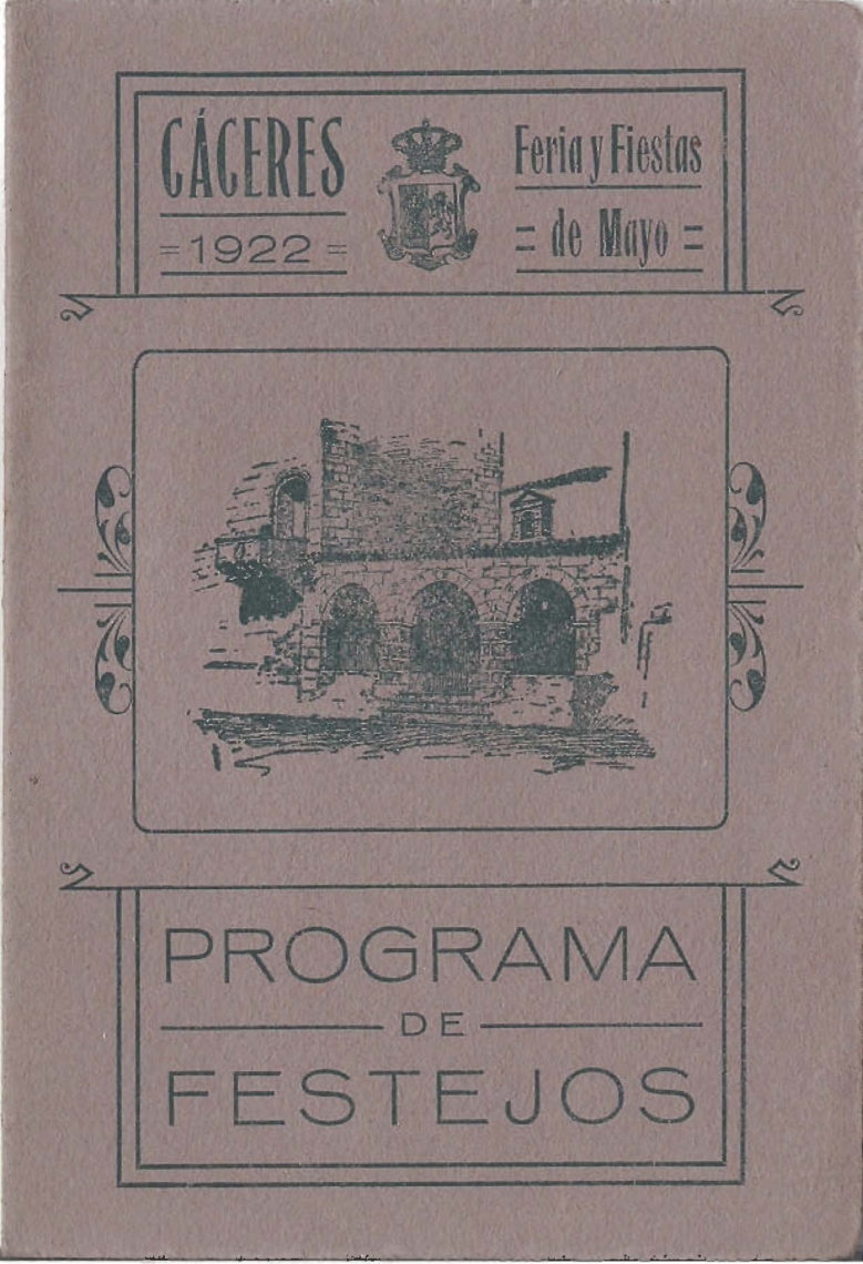 Programa Feria y Fiestas de Cáceres, mayo 1922