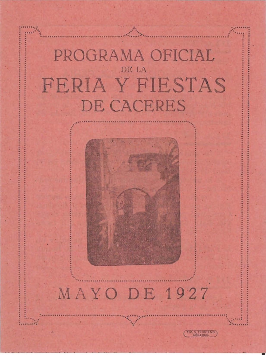 Programa Feria y Fiestas de Cáceres, mayo 1927