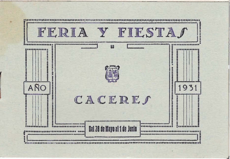 Programa Feria y Fiestas de Cáceres, mayo 1931