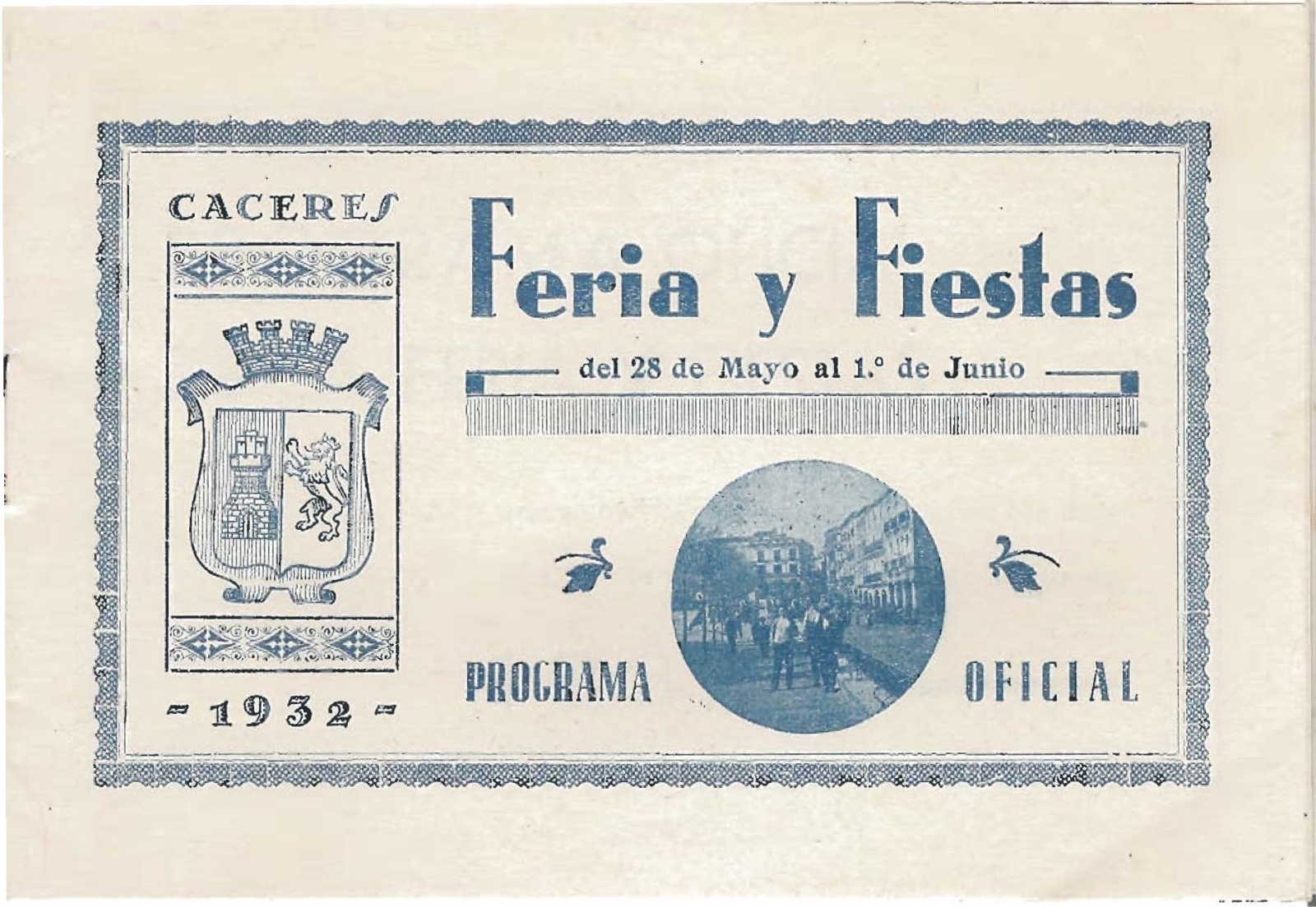 Programa Feria y Fiestas de Cáceres, mayo 1932