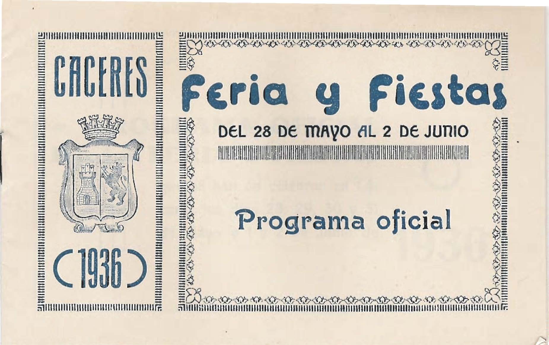 Programa feria Caceres 1936