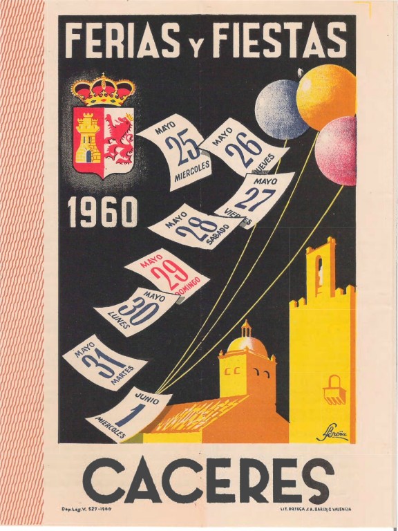 Programa Feria y Fiestas de Cáceres, mayo 1960