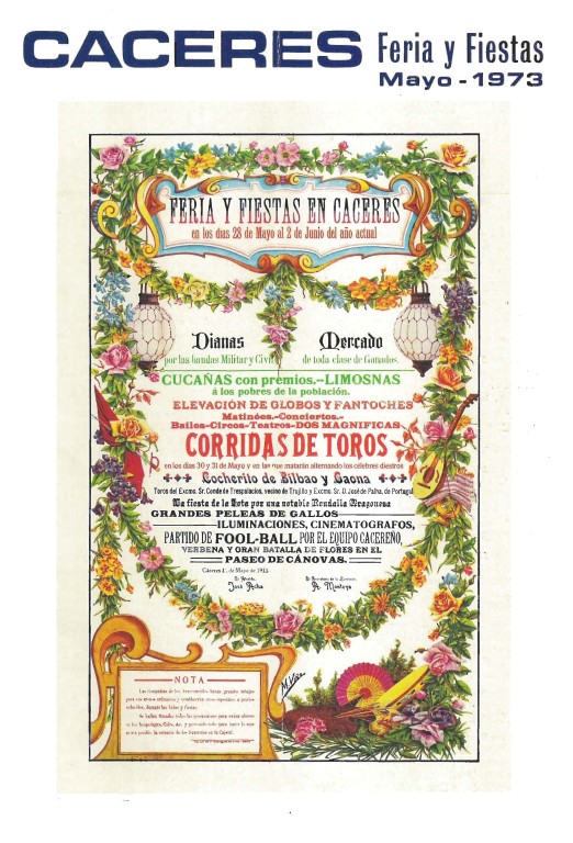 Programa Feria y Fiestas de Cáceres, mayo 1973