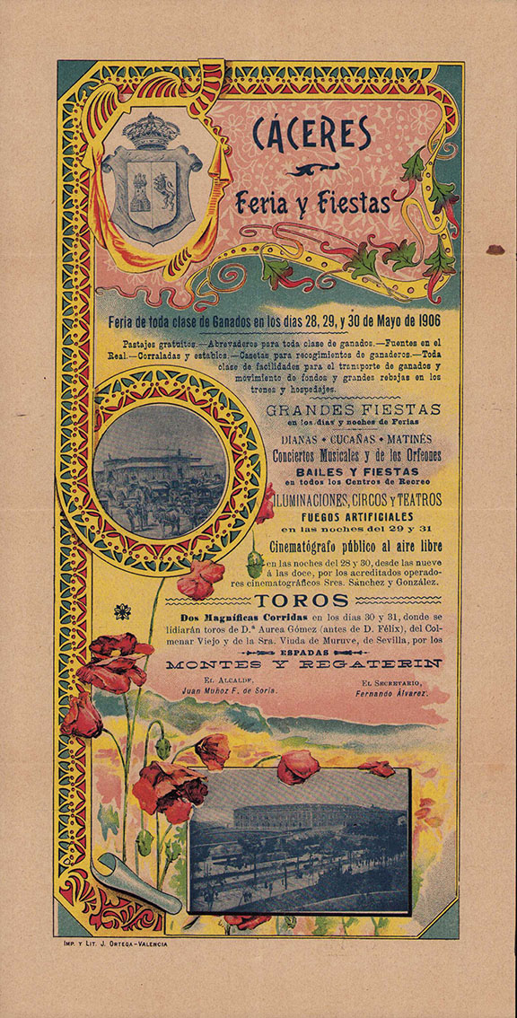 Cartel de Toros Cáceres 1906