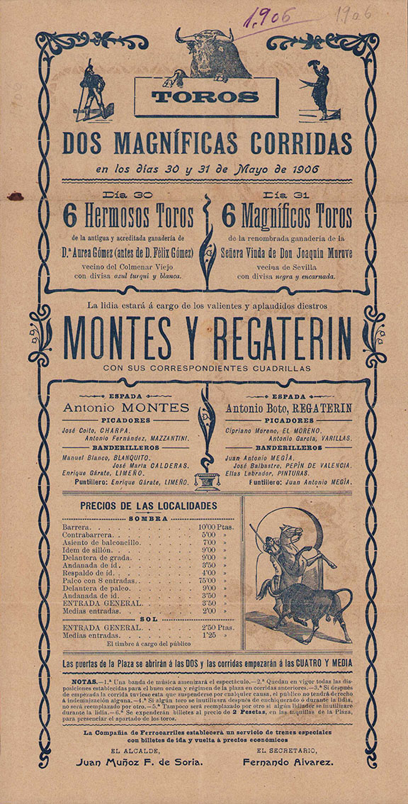 Cartel de Toros Cáceres 1906