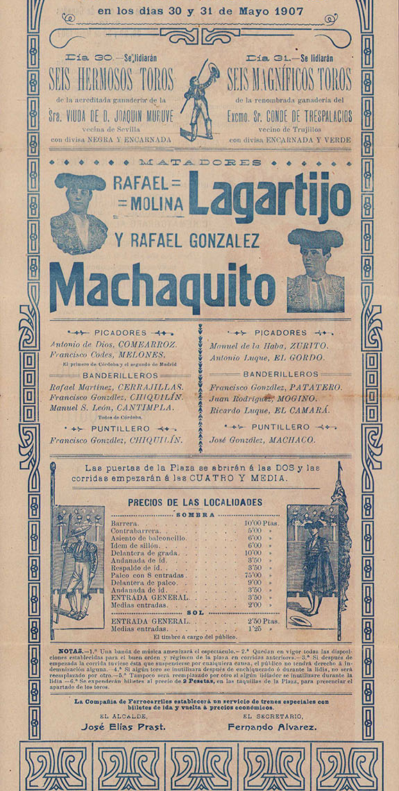 Cartel de Toros Cáceres 1907