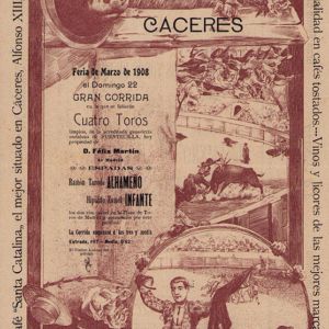Cartel de Toros Cáceres 1908