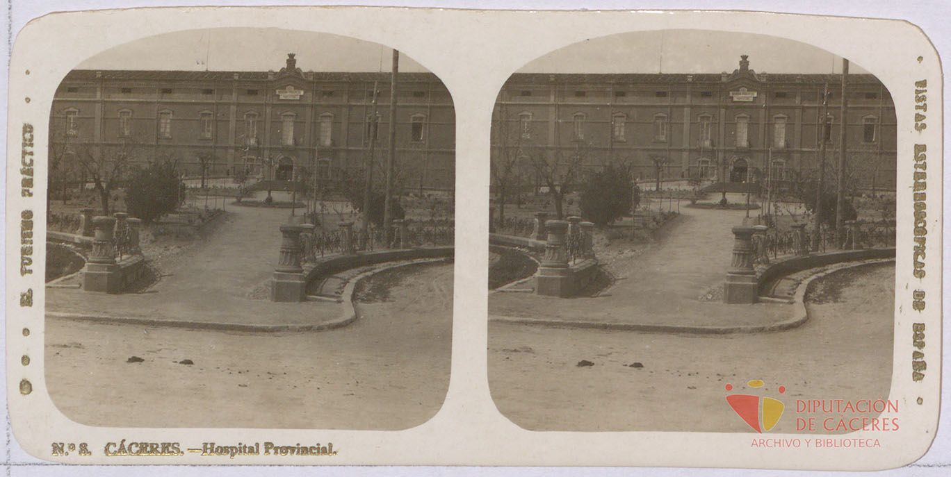 Vista estereoscópica del Hospital Provincial de Cáceres