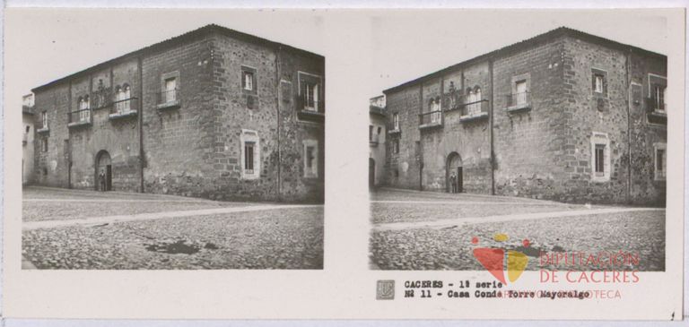 Fotografías estereoscópicas de Cáceres: Casa Conde Torre Mayoralgo