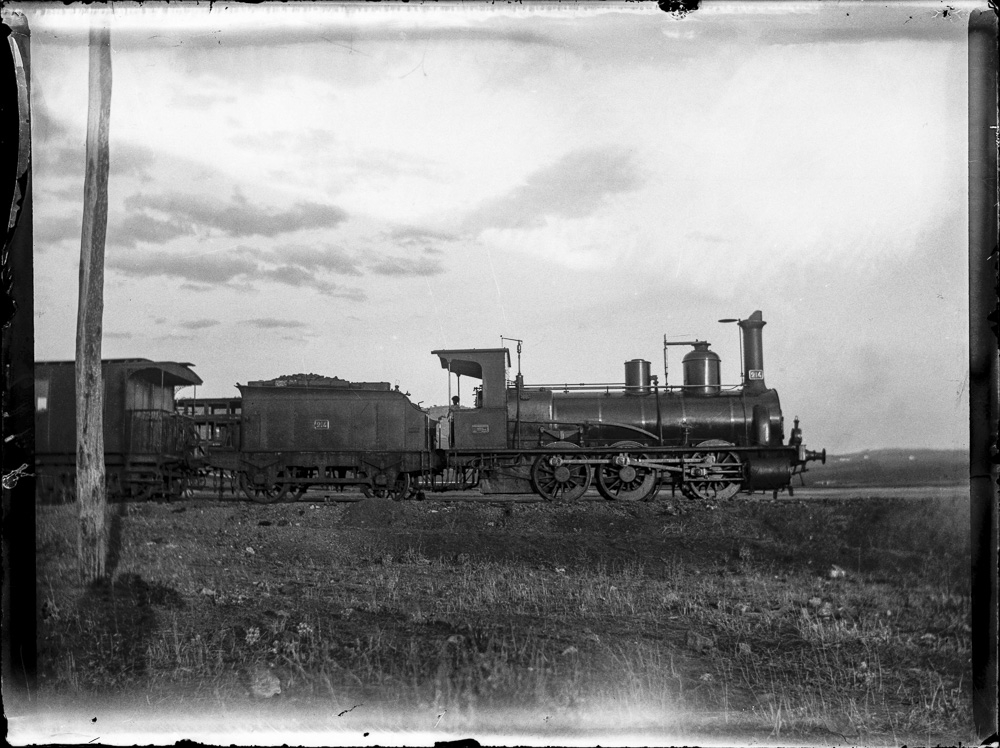 Locomotora de vapor MCP 209 en la estación de Cáceres 2
