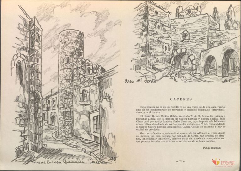 Dibujos del palacio de Carvajal y del arco del Cristo