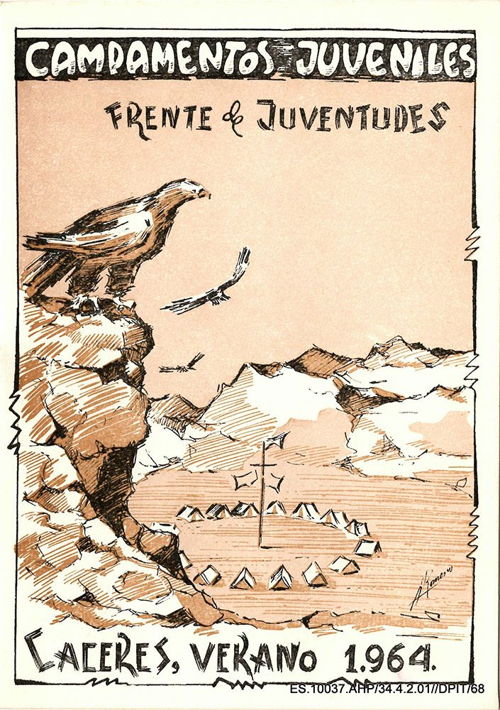 Folleto publicitario de los campamentos juveniles del frente de juventudes