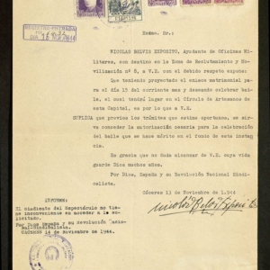 Solicitud de autorización para la celebración de un baile