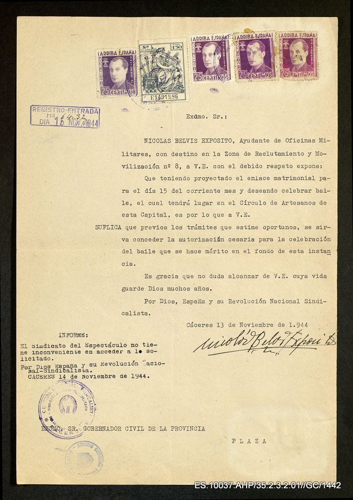 Solicitud de autorización para la celebración de un baile de boda