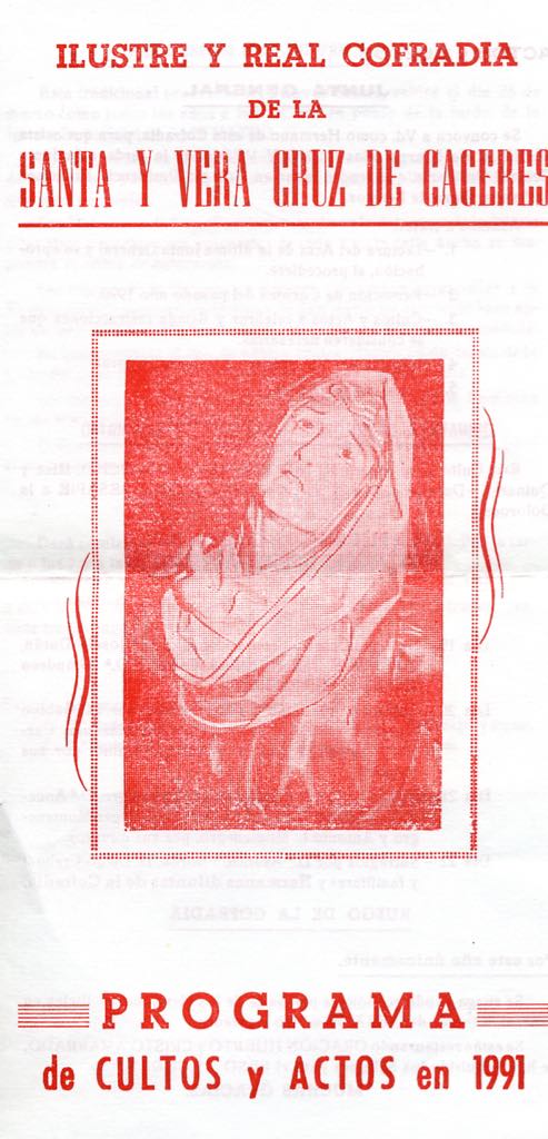 Santa y Vera Cruz de Cáceres, Programa de cultos y actos de 1991