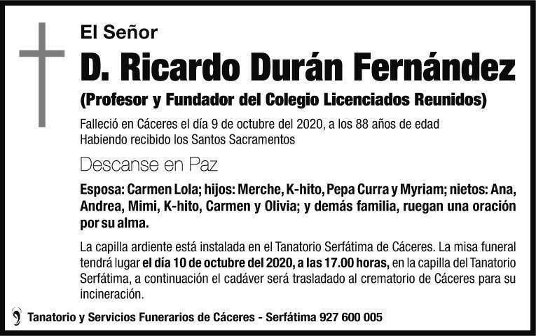 esquela Ricardo Durán