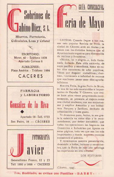 Guía Comercial Feria de Mayo 1945