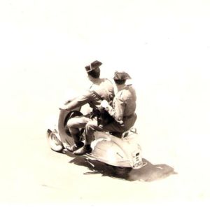 Dos Guardia Civiles en Vespa