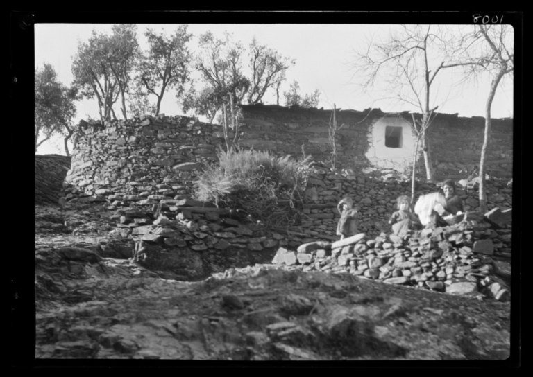 Cercas de los campos y casa de mampostería