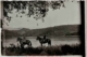 Dos jinetes a caballo a orillas del río Tiétar