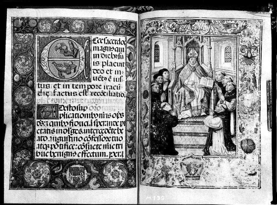 Libro de horas del Prior. San Agustín rodeado de frailes · Casa Moreno