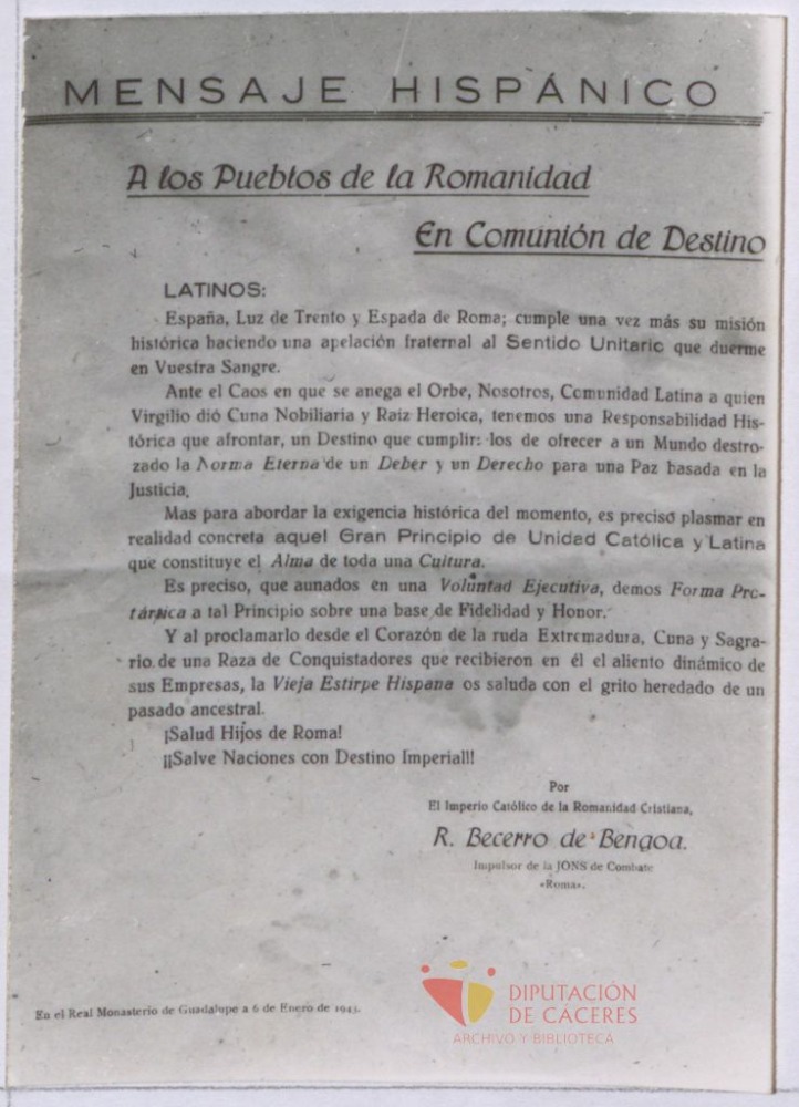 Mensaje a los Pueblos de la Romanidad