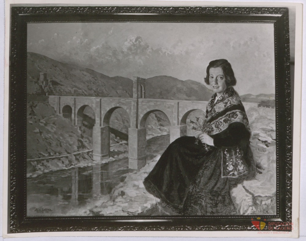 Moza cacereña en el Puente de Alcántara de Juan Caldera