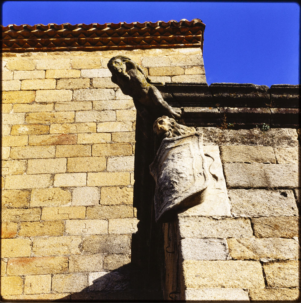 Plasencia. Iglesia de San Martín. Escudo y gárgola